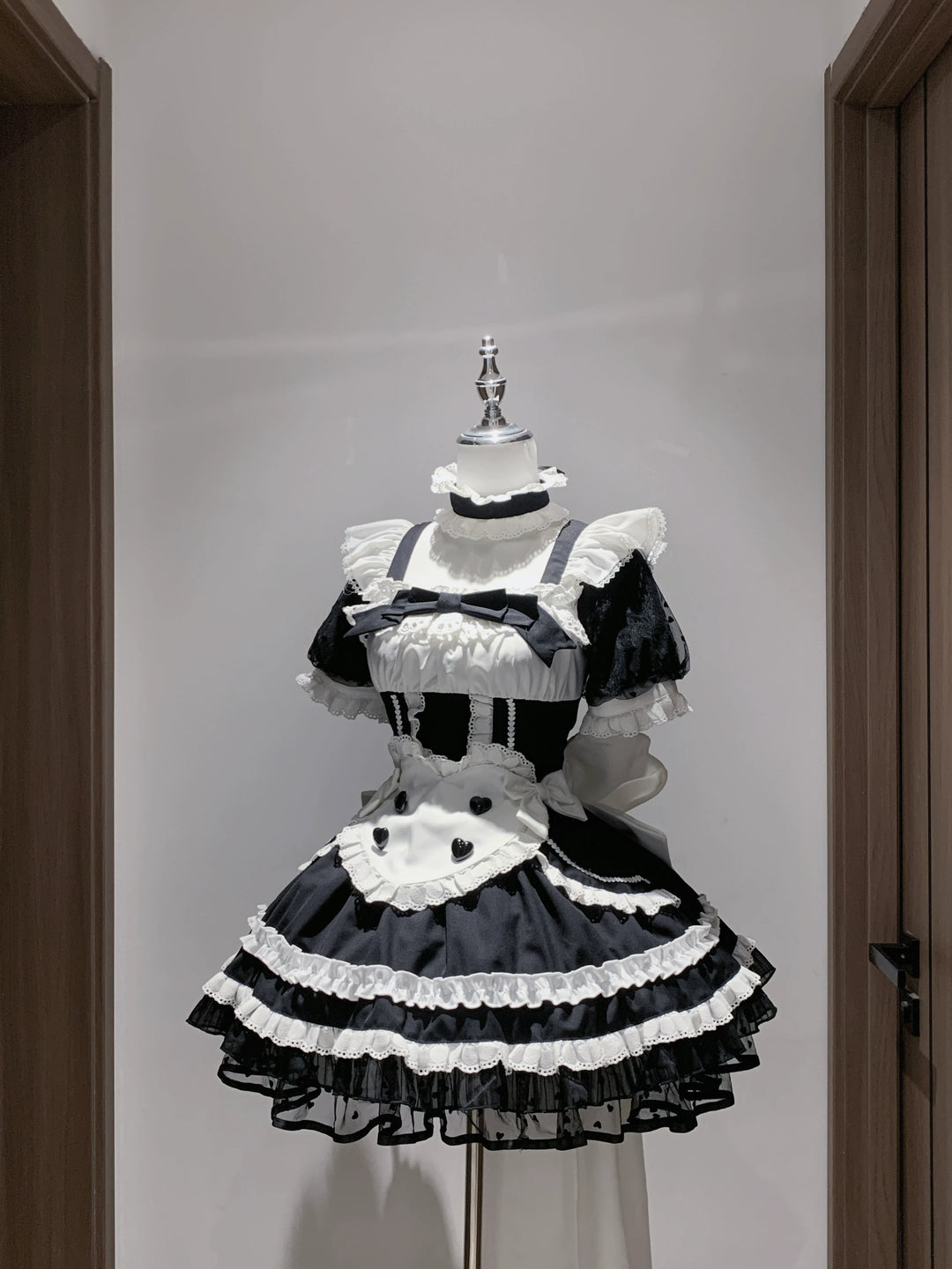 Black and White Maid Lolita Dress, Detachable Apron (L M S XL) 46065:874562
