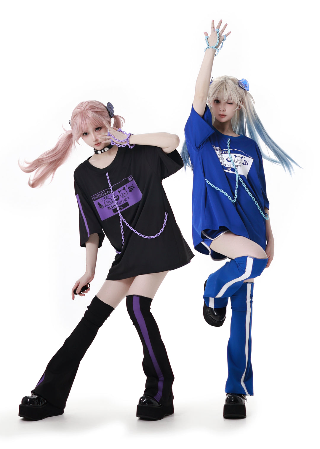 Subcul Jirai Kei T-shirt Outfit, Detachable Chain 43194:771521
