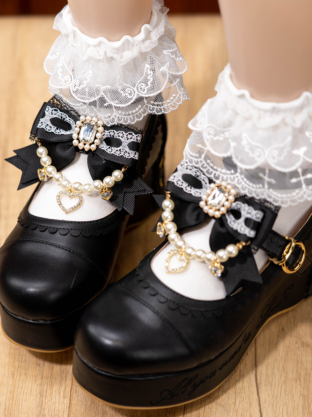 Jirai Kei Hairclip Shoe Clip Lolita Hair Pin Pearl Chain Rhinestone (Pair) 33814:446774
