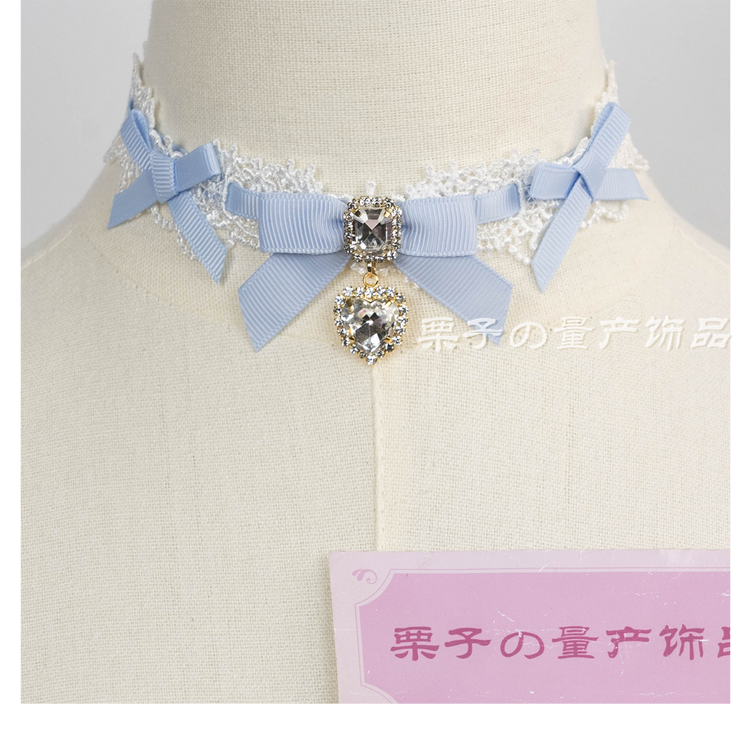 Jirai Kei Lace Choker, Detachable Faux Pearl Necklace 44010:793233