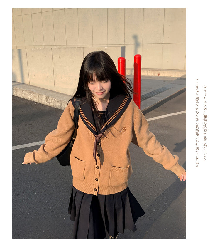 JK Uniform V-Neck Cardigan for Kansai-Collar Style Multicolor 42668:748683