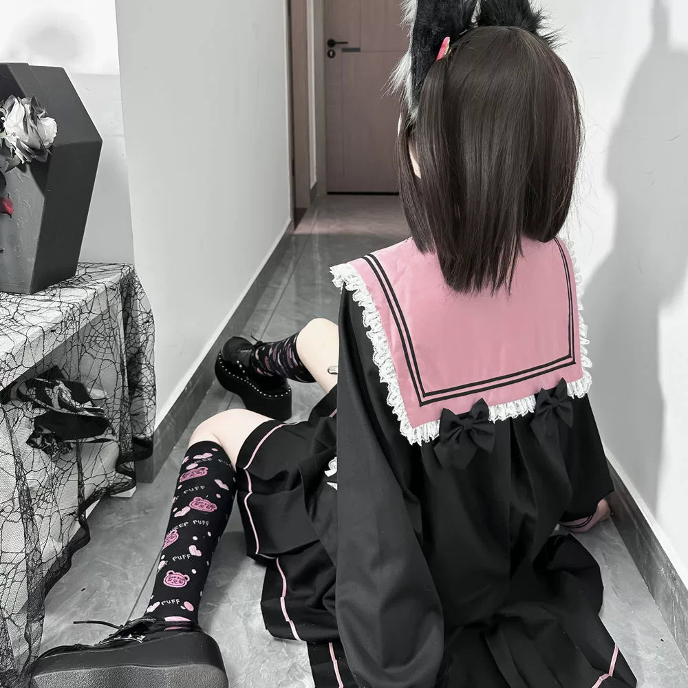 Kawaii JK Uniform Suit Sailor Collar Blouse & Pleated Skirt 43024:762272