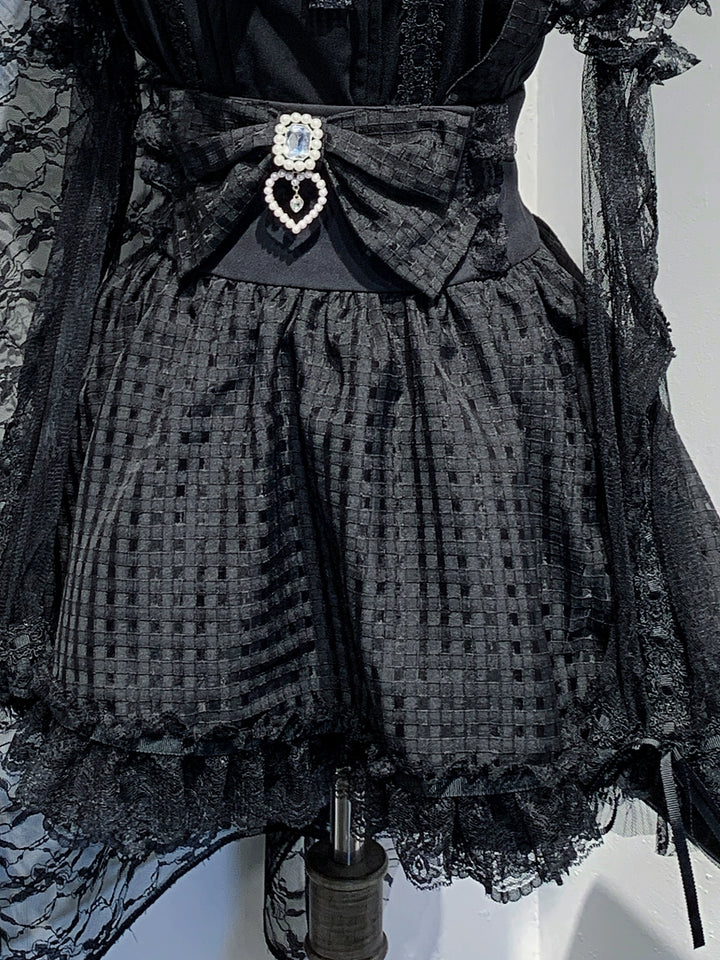 High-Waisted A-line Jirai Kei Skirt with Detachable Suspenders (L M S XL) 42863:755766