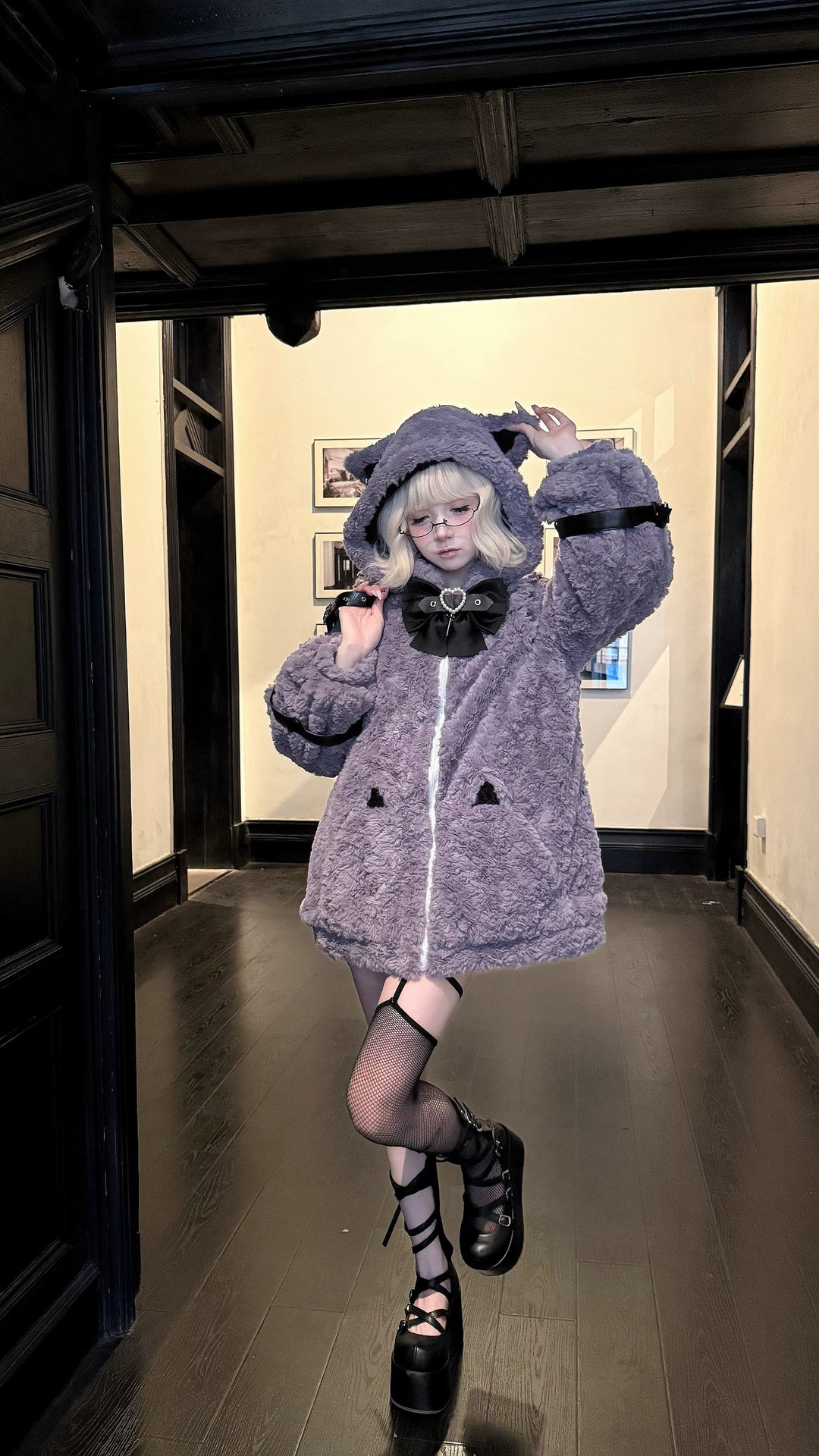 Jirai Kei Coat Cat Ear Hood Jacket Fleece Coat 39958:646658
