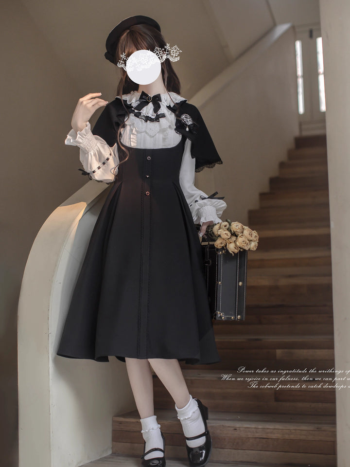 Preppy Sytle Dress, Detachable Cape 44123:798527
