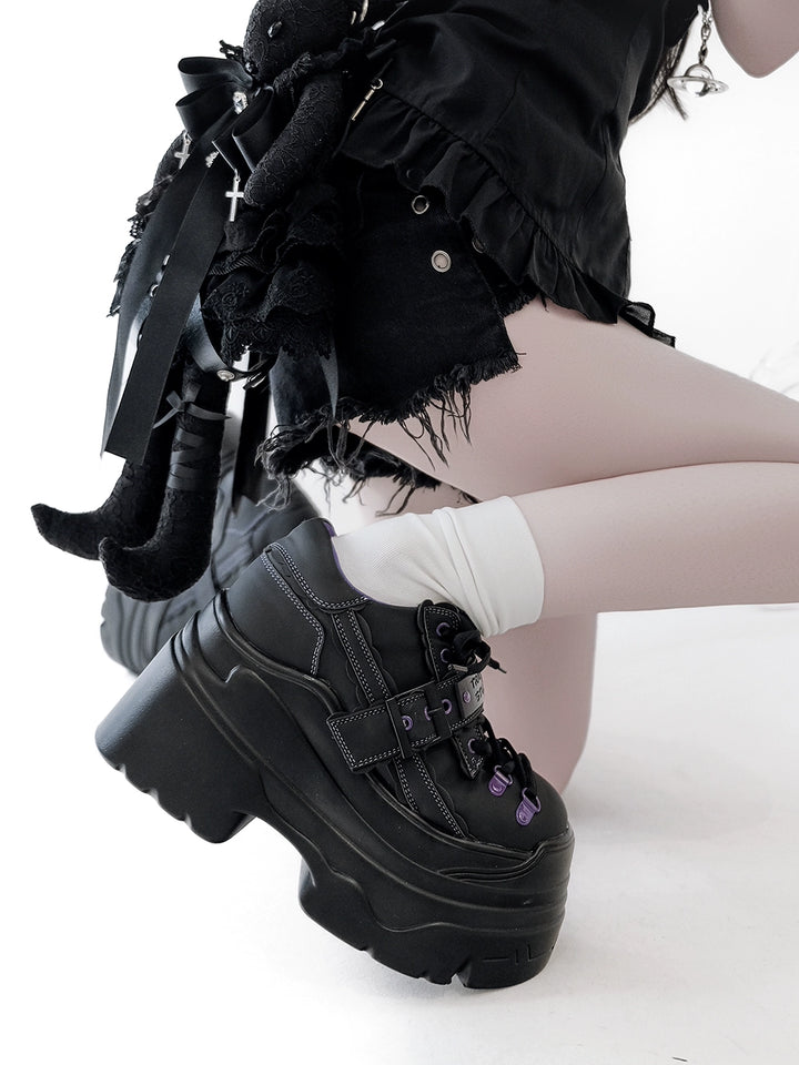 Y2K Platform Shoes, Contrast Color Design 43684:783084