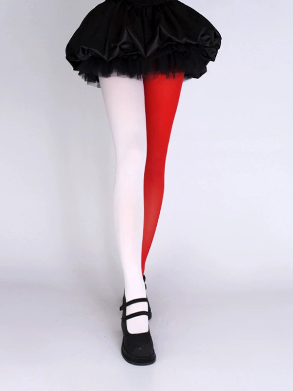Y2K Style Velvet Pantyhose, Bold Color Contrast 43756:784632