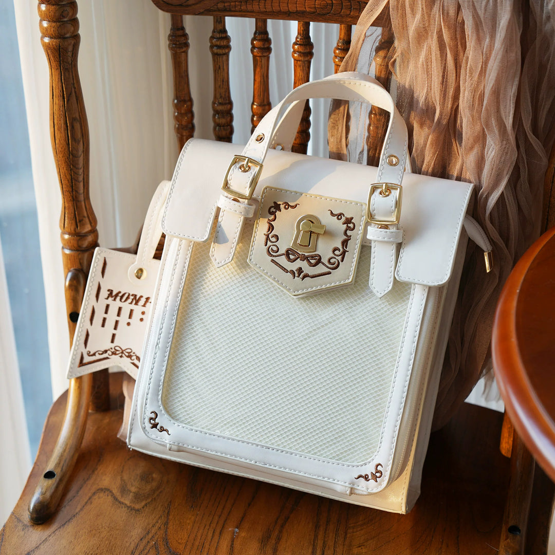 Vintage Embroidered Ita Bag, Clear Display Window (White) 45415:846826