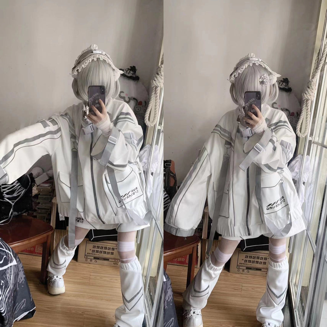 Plus Size Punk Couple Jacket Set, Oversized Style 35440:493404