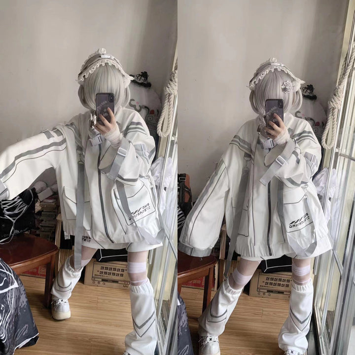 Plus Size Punk Couple Jacket Set, Oversized Style 35440:493404