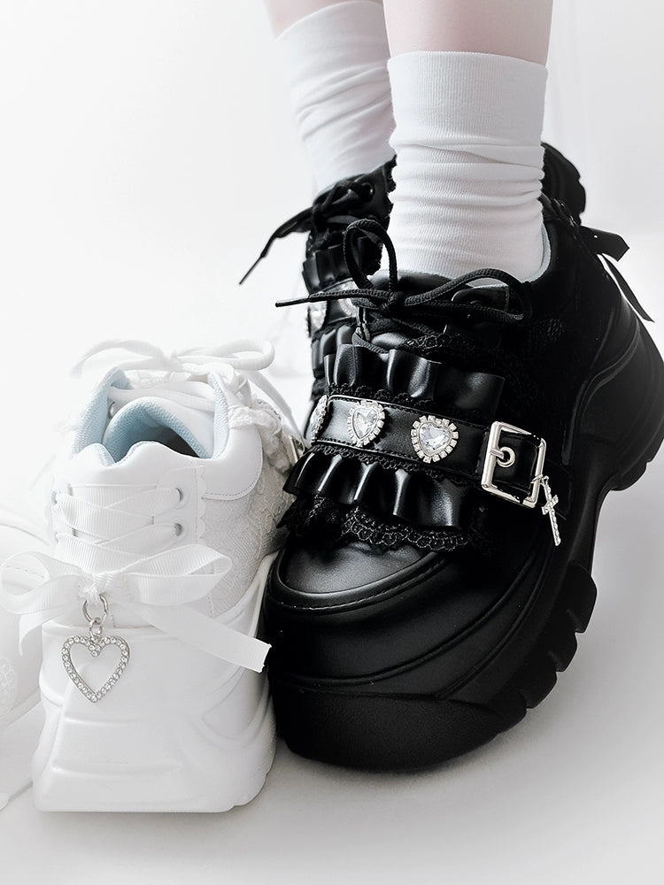 Subculture Platform Shoes, Heart-shaped Rhinestone 43619:781190