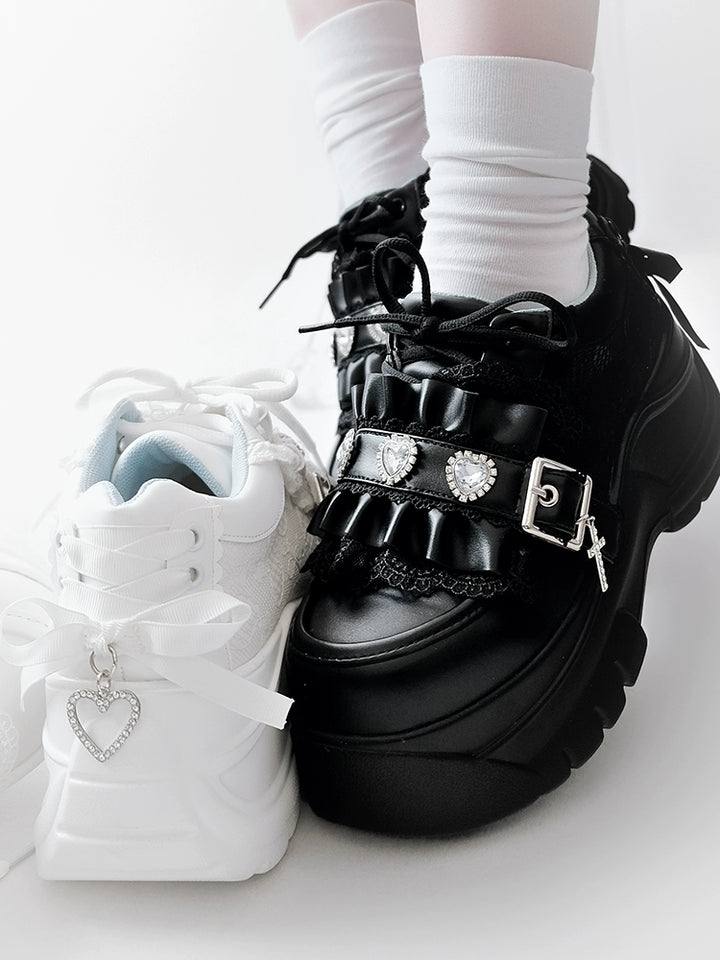 Subculture Platform Shoes, Heart-shaped Rhinestone 43619:781190