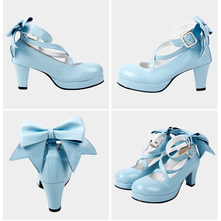 Lolita Shoes High Heel Shoes With Round Toe And Bow Ties Multicolor 31646:368922 31646:368922