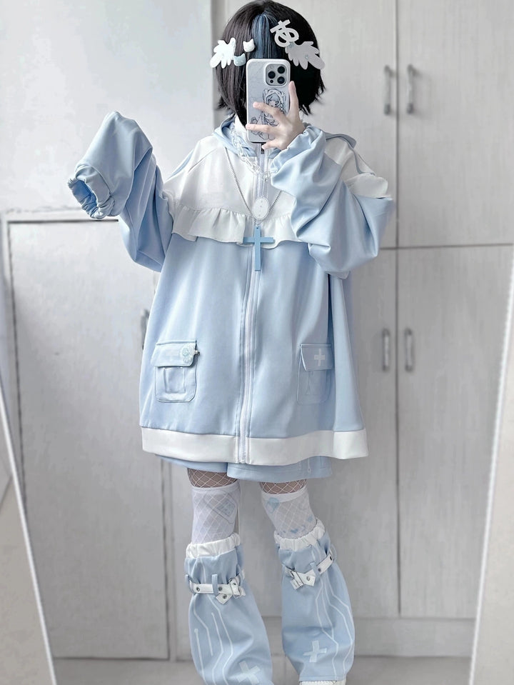 Tenshi Kaiwai Cat Ears Jacket With Ruffle And Pocket & Shorts Multicolor 39092:615382