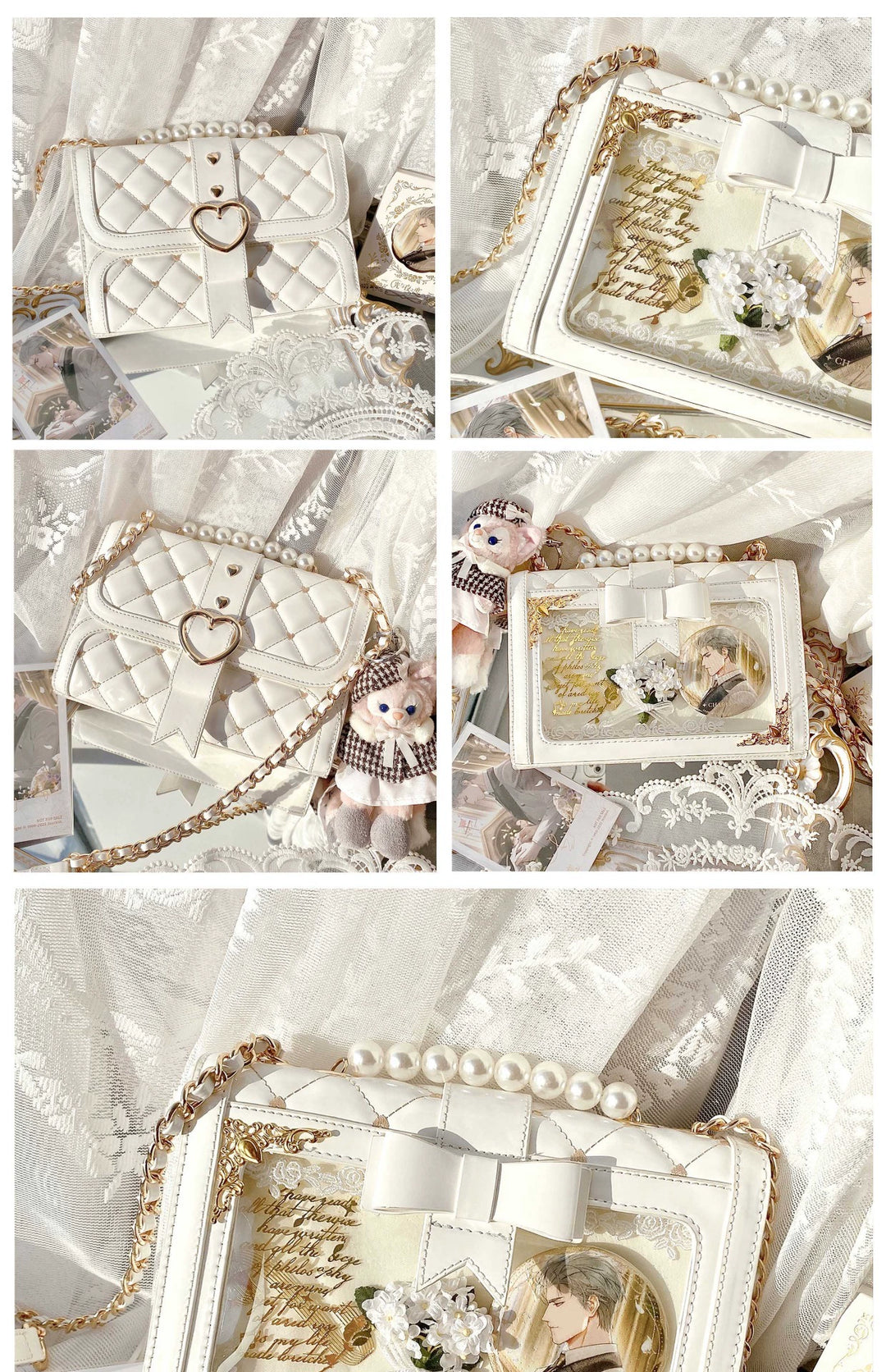 Kawaii Ita Bag Bow Rhombus Grid Shoulder Bag Multicolor 21906:349670