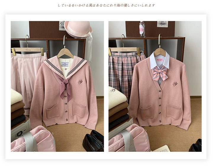 JK Uniform V-Neck Cardigan for Kansai-Collar Style Multicolor 42668:748730