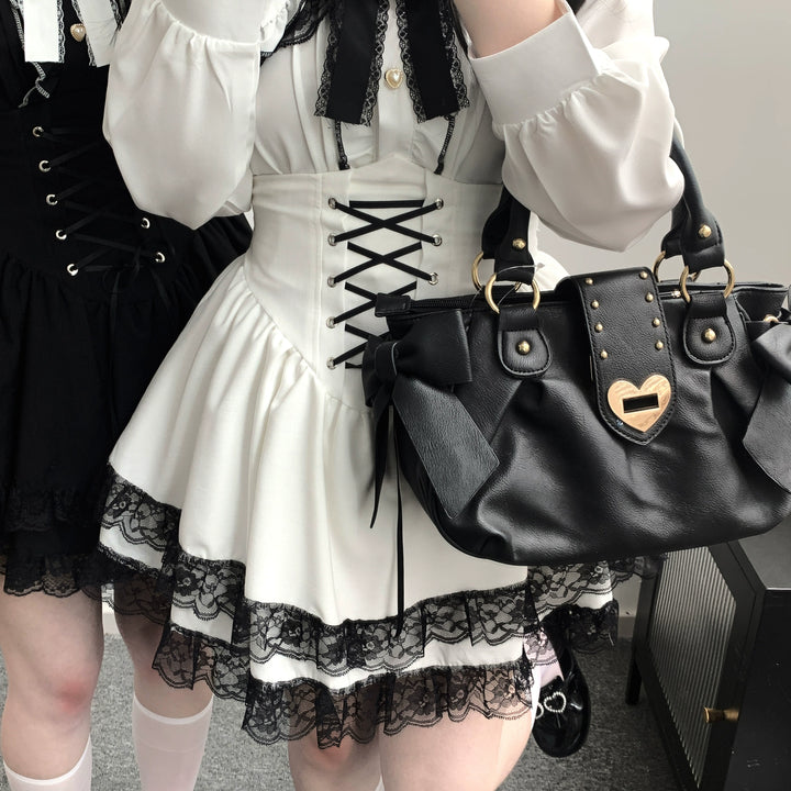 Jirai Kei Skirt High Waist Skirt Lace Up Skirt (In-stock Pre-sale) 36776:540148