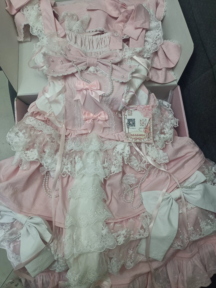 Vintage Lolita Dress Pink Doll-like Dress Princess Sleeve Blouse BNT 41170:697778