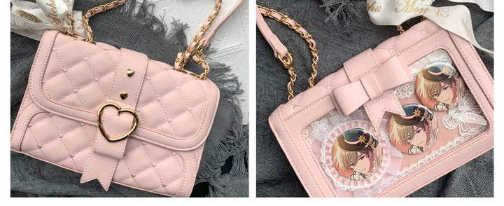 Kawaii Ita Bag Bow Rhombus Grid Shoulder Bag Multicolor 21906:349682
