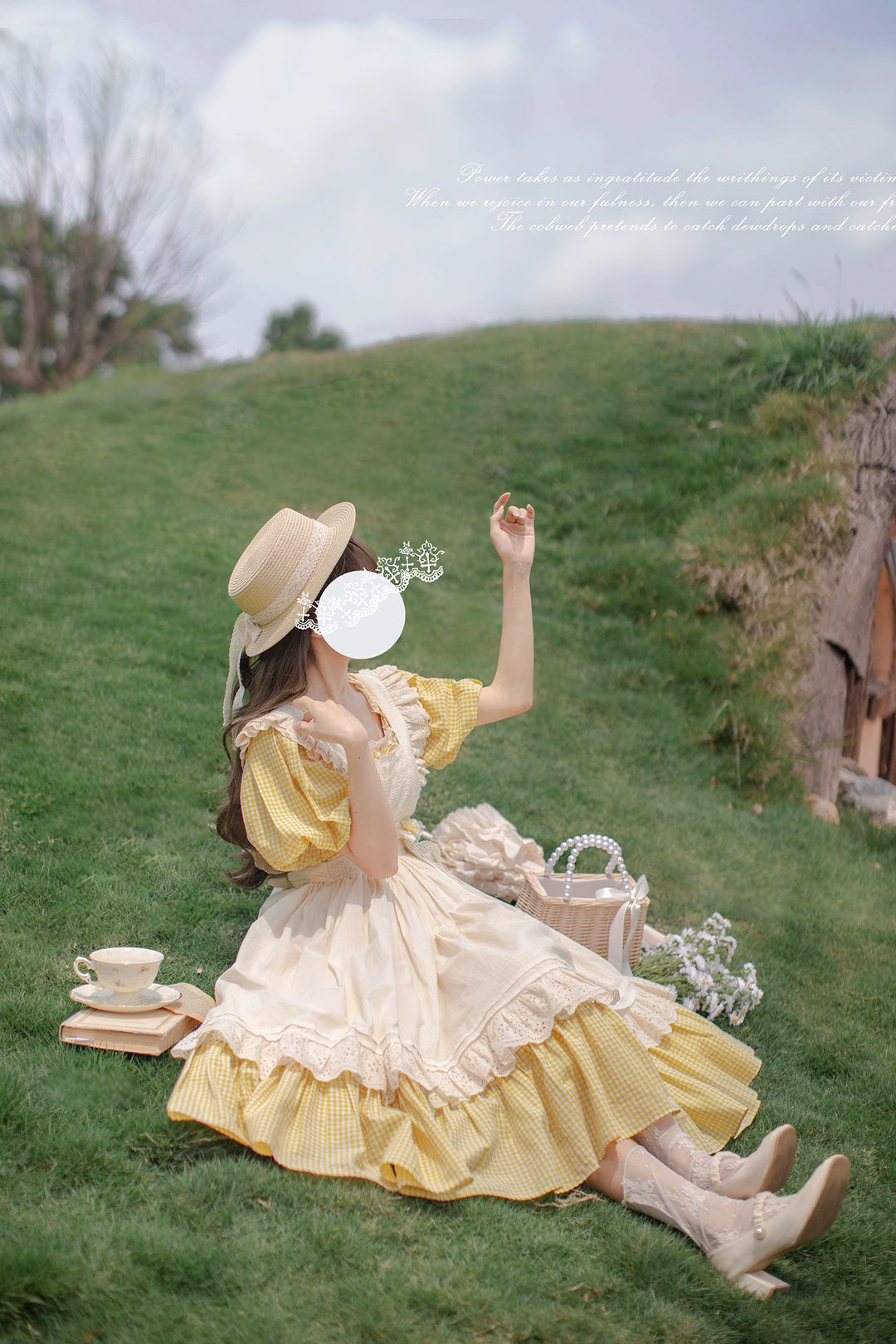 Country Lolita Dress Set Short/Long-Sleeved OP and Cotton Over-Skirt 42815:754200