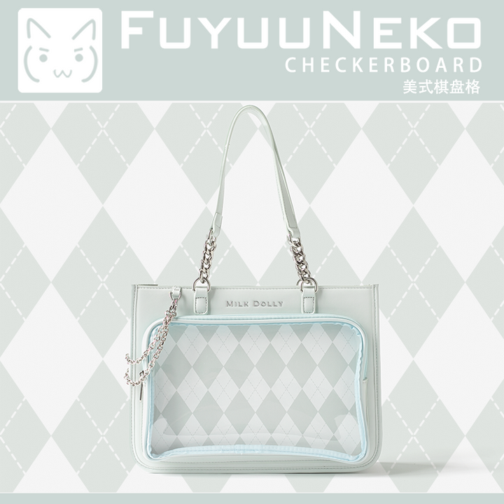 Large Capacity Ita Bag, Checkered Background (Green) 43233:779398