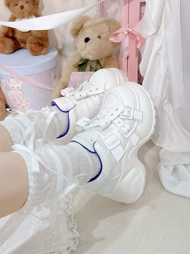 Jirai Kei High Platform Shoes, Multiple Buckle Straps 44626:815633