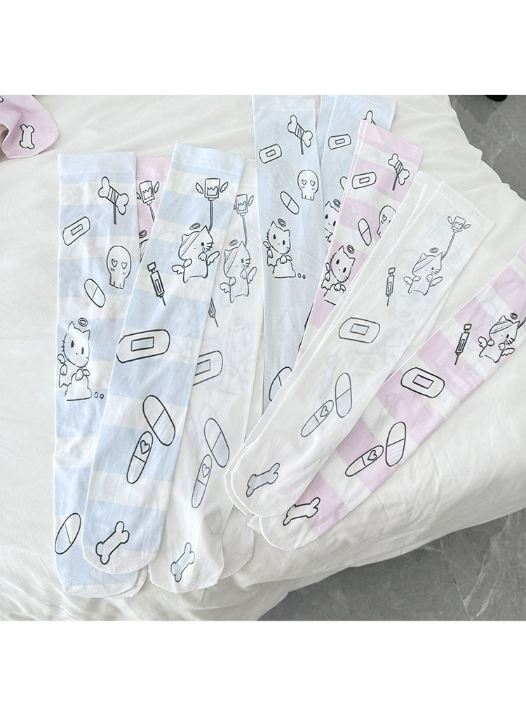 Tenshi Kaiwai Socks Over-the-Knee Socks Velvet High Tube Socks 36524:535690