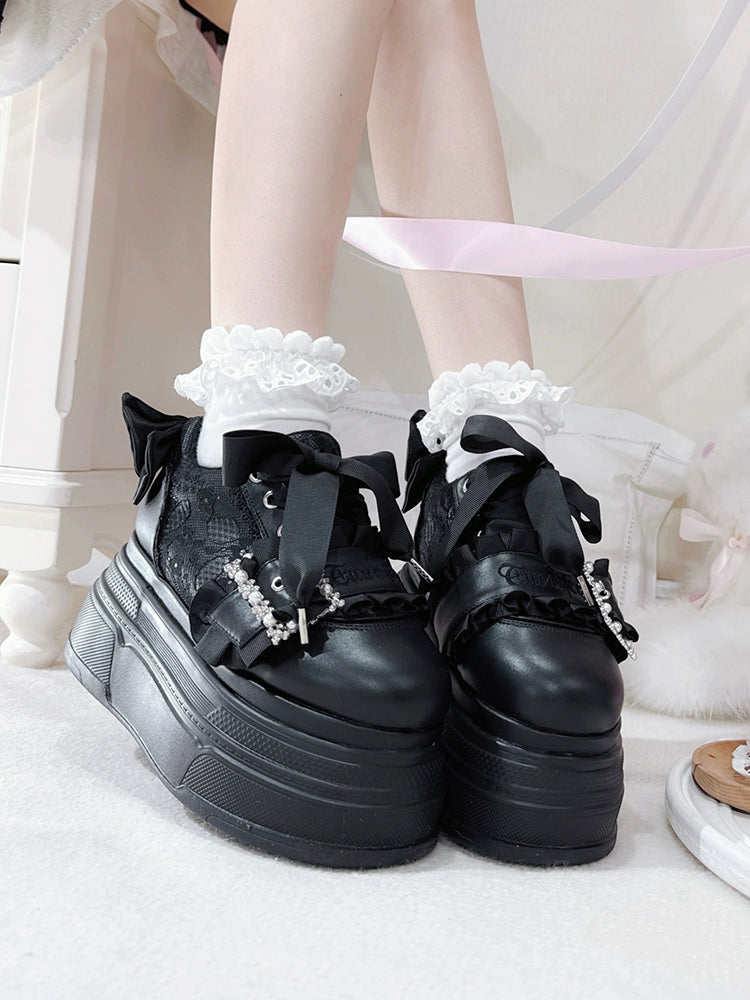 Ryousangata High Platform Shoes, Satin Bow 43688:783046