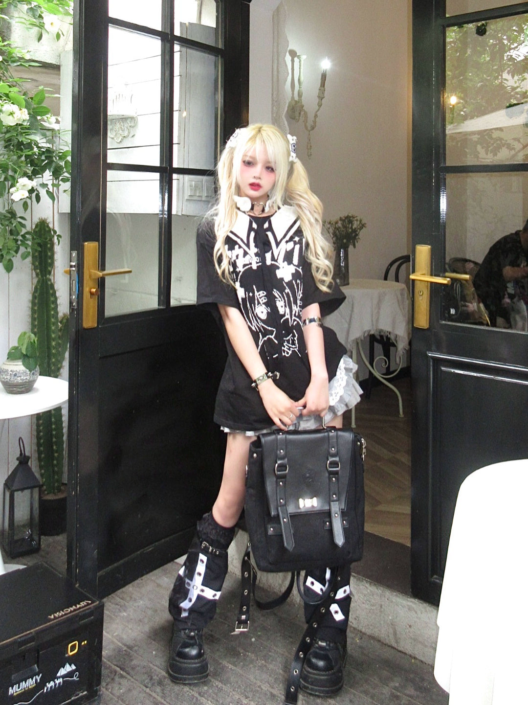 Jirai Kei Blouse Anime Top Sailor Collar Short Sleeve Top 36586:558636