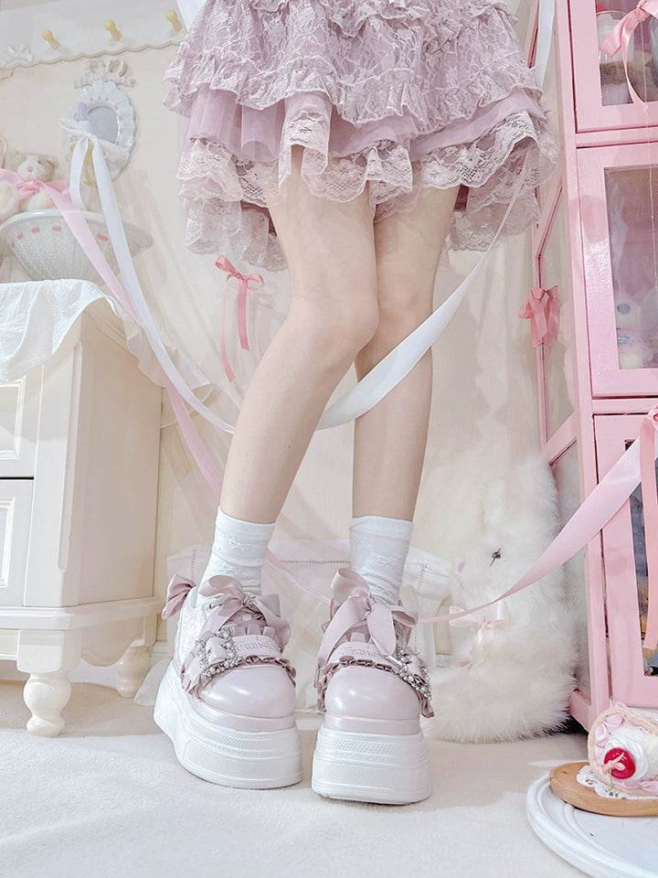 Ryousangata High Platform Shoes, Satin Bow 43688:783039