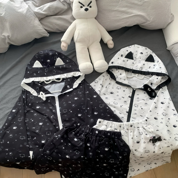 Kawaii Hooded Sunscreen Jacket with Cat Ears & Animal Prints 42905:757306