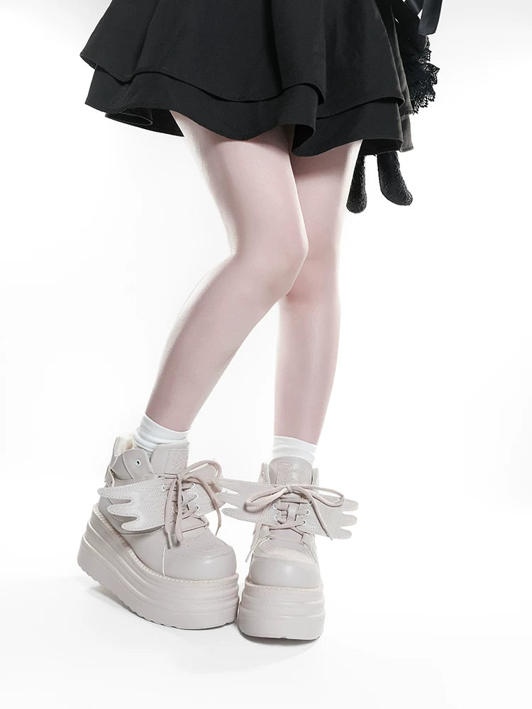 Jirai Kei High-Top Platform Shoes, Detachable Wing Decor 44333:806769