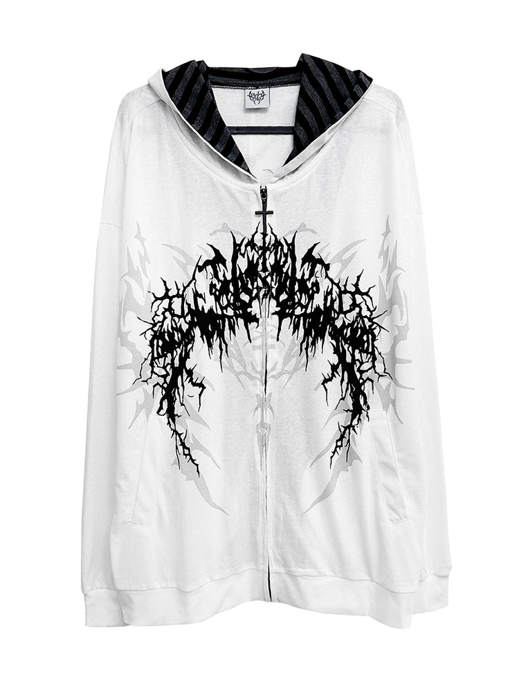 Cotton Jirai Kei Jacket, Hooded Summer Outerwear (L M S XL) 43224:771639