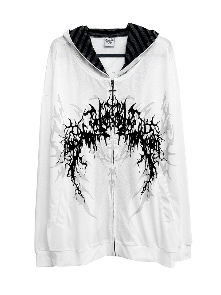Cotton Jirai Kei Jacket, Hooded Summer Outerwear (L M S XL) 43224:771639