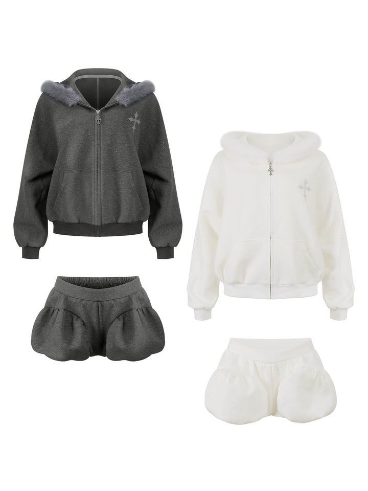 Shiny Hooded Jacket Outfit, Ear Accents 44079:796068