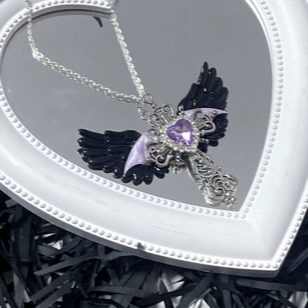 Y2K Jirai Kei Necklace Angel Cross Sweater Chain 29316:356150