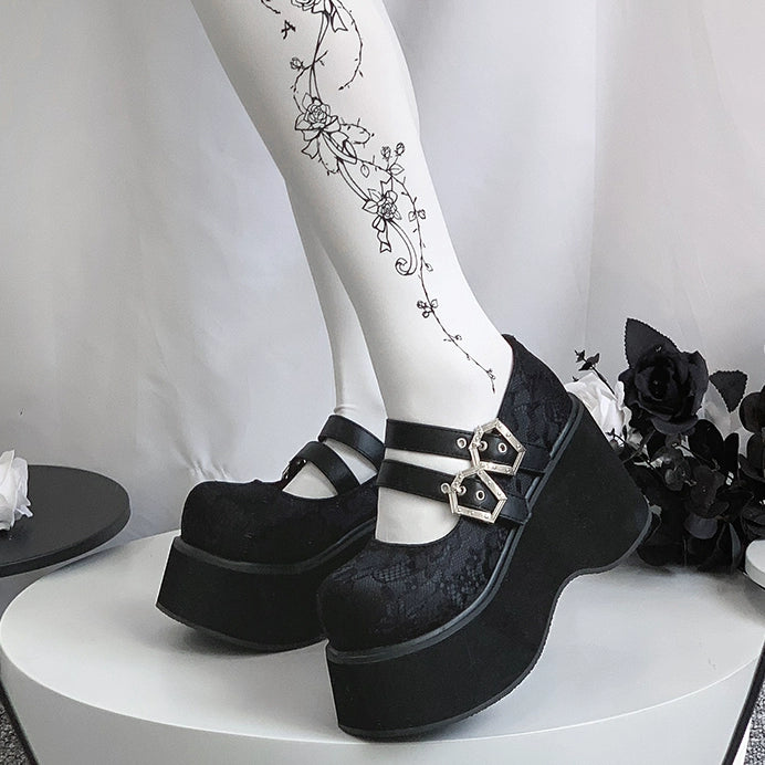 Black Red Platform Shoes Mary Jane Shoes (34 35 36 37 38 39 40) 29728:367890