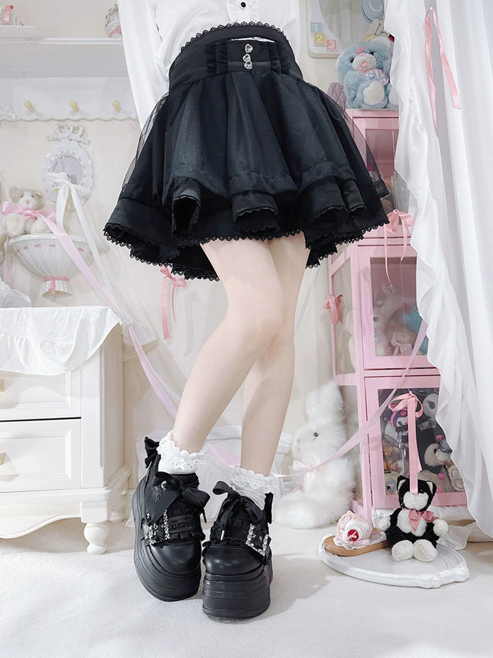 Ryousangata High Platform Shoes, Satin Bow 43688:783049