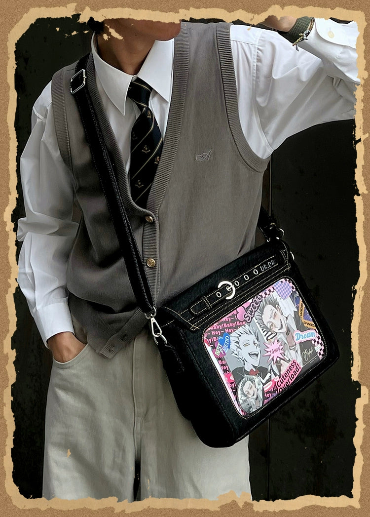 Kawaii Ita Bag Denim Crossbody Bag Large Capacity Handbag 37050:551690