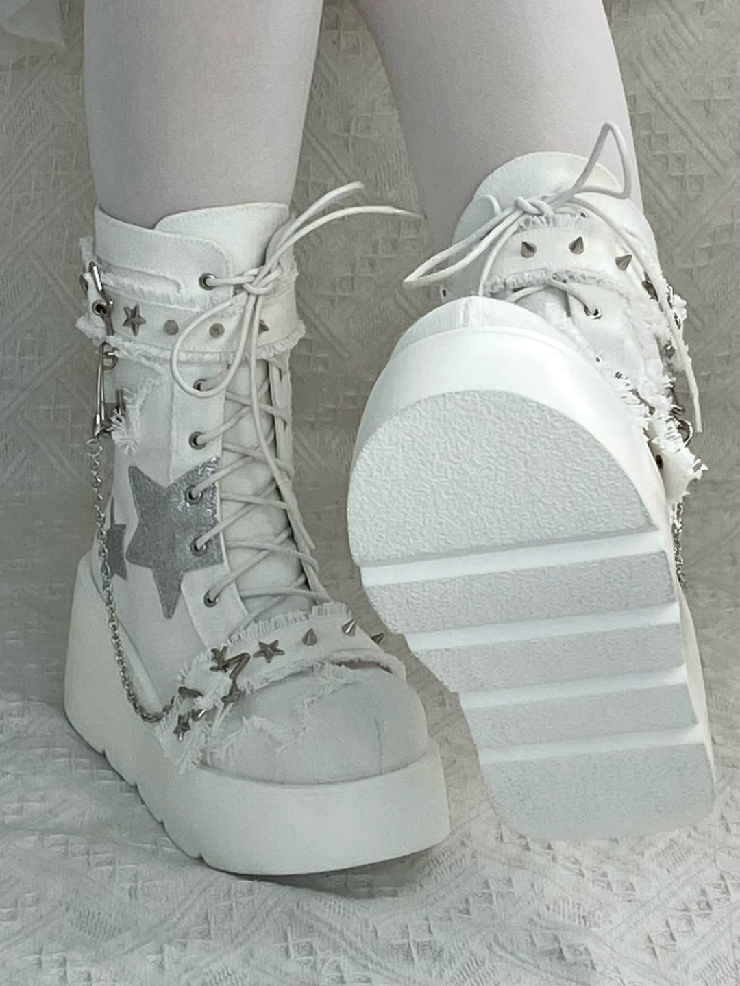 Y2K Platform Shoes Gyaru Fashion Boots Canvas Combat Boots 35060:487892