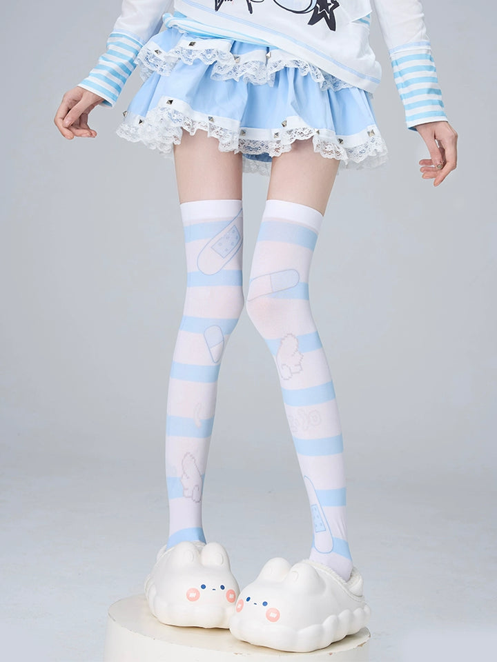 Tenshi Kaiwai Socks Over-the-Knee Socks Velvet High Tube Socks 36524:535678