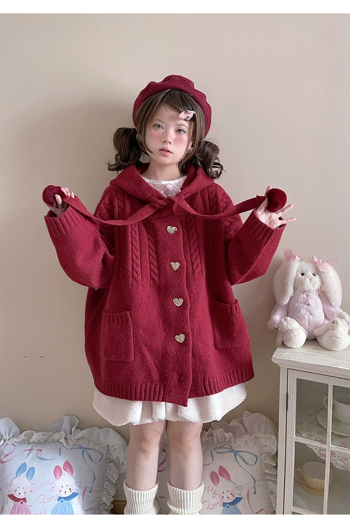 Kawaii Oversized Cardigan Sweater Coat Multicolor (M S / Red) 22652:345544