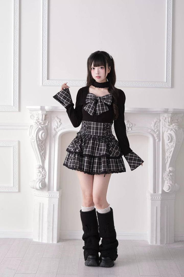 Jirai Kei High Waist Skirt, Tiered Ruffles 44687:818954