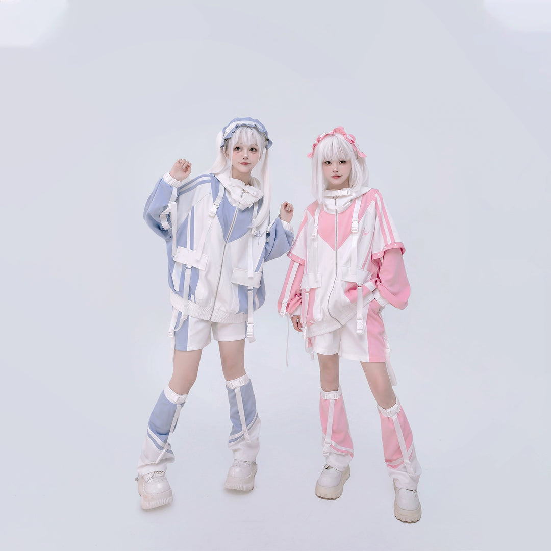 Plus Size Tenshi Kaiwai Coat Set Multicolor Sporty Outfits 40332:658390