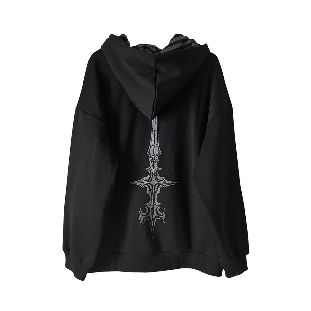 Cotton Jirai Kei Coat Gothic Punk Style with Oversized Design 42386:737964