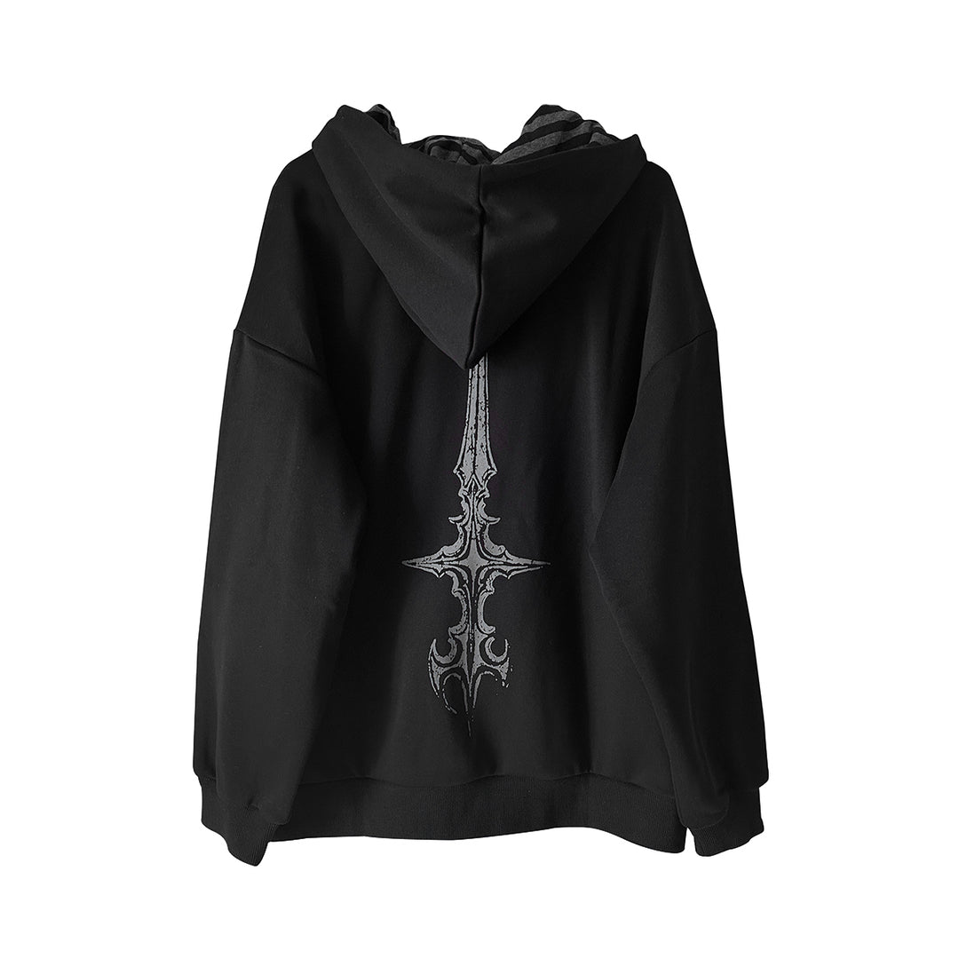 Cotton Jirai Kei Coat Gothic Punk Style with Oversized Design 42386:737964