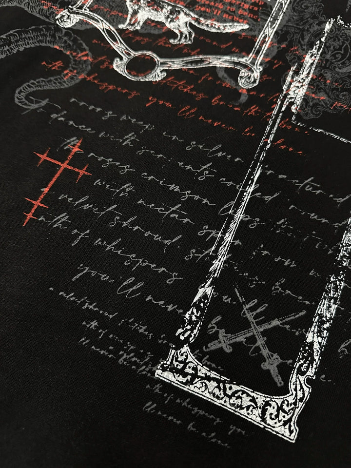 Cotton Subculture T-shirt, Snake & Mirror Frame Print 44778:830394