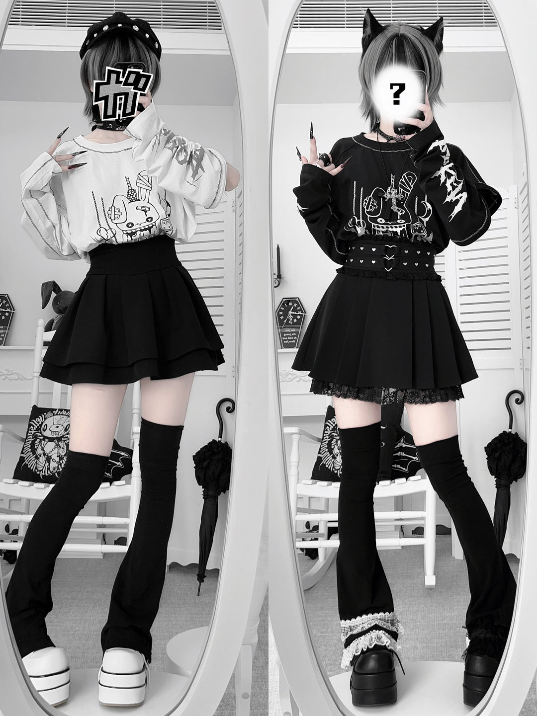 Sub Culture Bunny Printed T-shirt, Detachable Sleeves 44033:795040