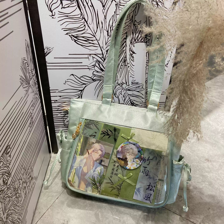 Large Capacity Ita Bag Satin Shoulder Bag Commute Tote Bag (Green) 41162:699686