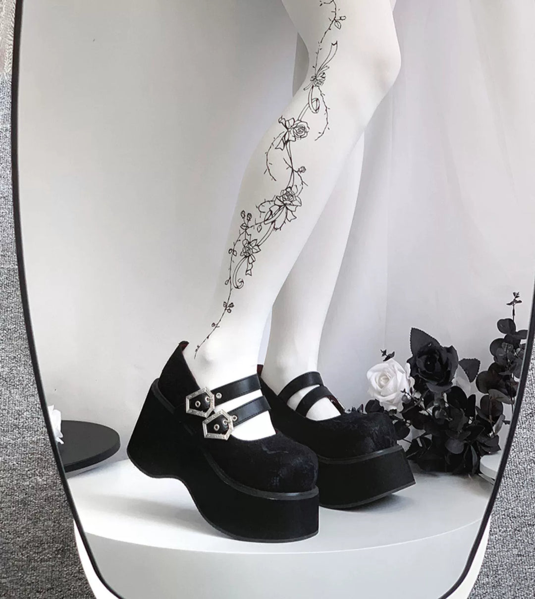 Black Red Platform Shoes Mary Jane Shoes 29728:367876